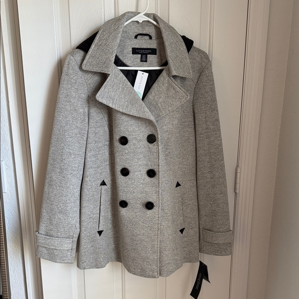 NWT Liverpool Women's Gray Peacoat